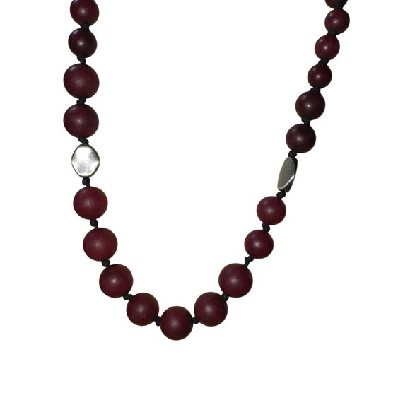Jade Bead Necklace Dyed Silvertone Accent Adjustable Polyester Cord 25-36 Inches - Picture 15 of 16
